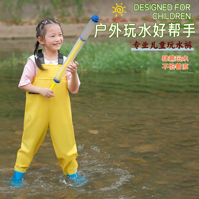 Children'S One-Piece Waterproof Suit, Wading And Sea Equipment, Beach Fishing And Water Play, Kindergarten Cartoon Suspenders Beach Pants - Image 1